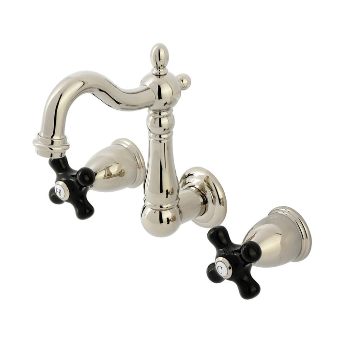 Kingston Heirloom KS1226PKX - Duchess Double-Handle 3-Hole Wall Mount Bathroom Faucet, Polished Nickel