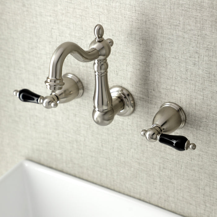 Kingston Heirloom KS1228PKL - Duchess Double-Handle 3-Hole Wall Mount Bathroom Faucet, Brushed Nickel