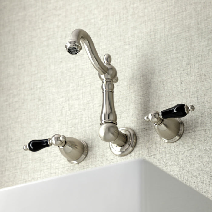 Kingston Heirloom KS1228PKL - Duchess Double-Handle 3-Hole Wall Mount Bathroom Faucet, Brushed Nickel