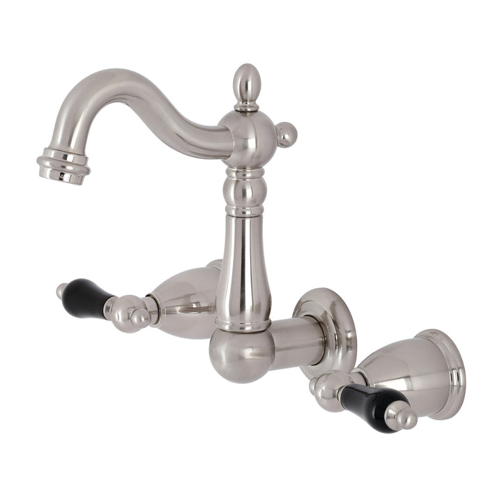 Kingston Heirloom KS1228PKL - Duchess Double-Handle 3-Hole Wall Mount Bathroom Faucet, Brushed Nickel