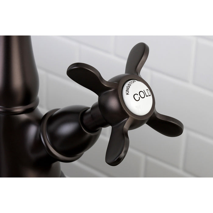 Kingston Heirloom KS1235BEXBS - Essex Two-Handle 2-or-4 Hole Kitchen Faucet with Brass Sprayer, Oil Rubbed Bronze