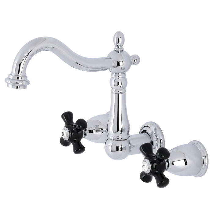 Kingston Heirloom KS1251PKX - Duchess Double-Handle 3-Hole Wall Mount Bathroom Faucet, Polished Chrome