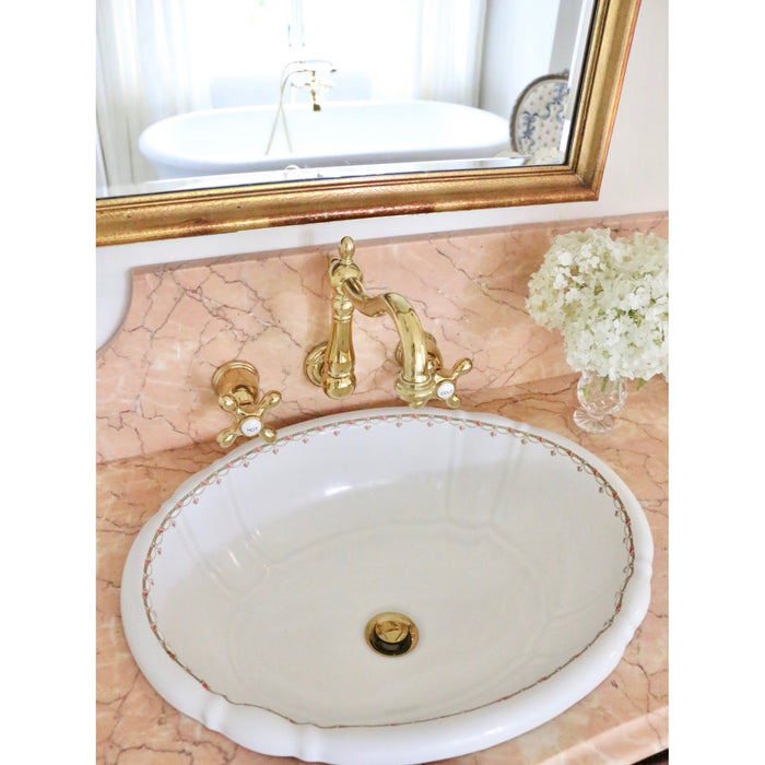 Kingston Heirloom KS1252AX - Heritage Double-Handle 3-Hole Wall Mount Bathroom Faucet, Polished Brass