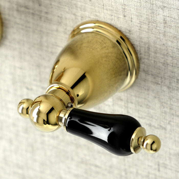 Kingston Heirloom KS1252PKL - Duchess Double-Handle 3-Hole Wall Mount Bathroom Faucet, Polished Brass