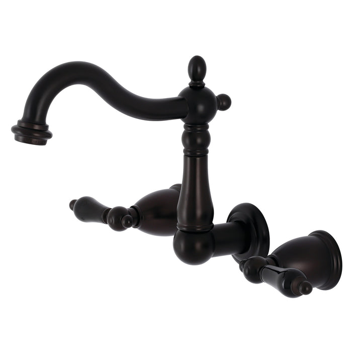 Kingston Heirloom KS1255PKL - Duchess Double-Handle 3-Hole Wall Mount Bathroom Faucet, Oil Rubbed Bronze