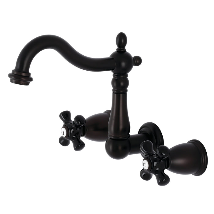 Kingston Heirloom KS1255PKX - Duchess Double-Handle 3-Hole Wall Mount Bathroom Faucet, Oil Rubbed Bronze
