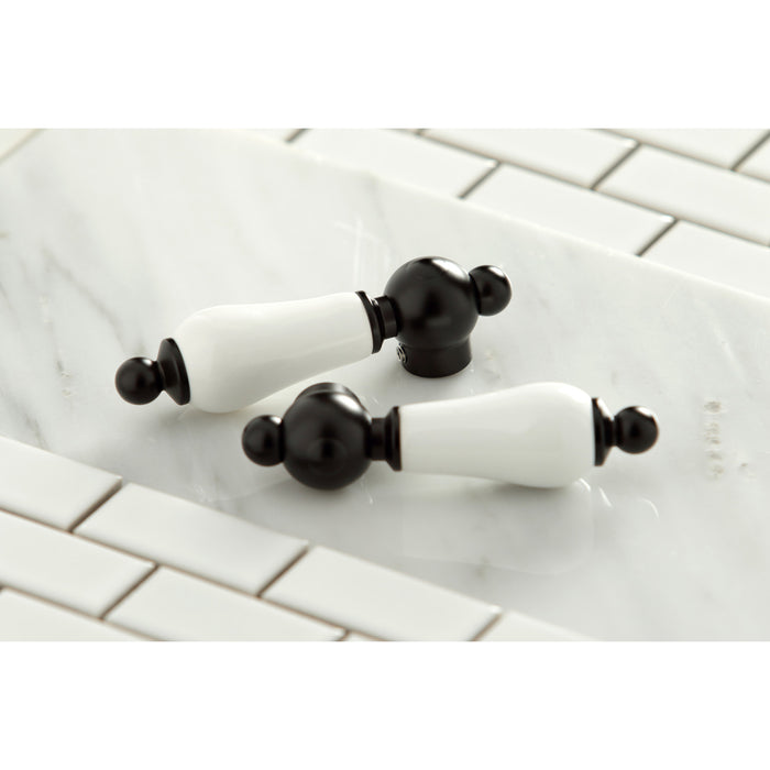 Kingston Heirloom KS1255PL - Heritage Double-Handle 3-Hole Wall Mount Bathroom Faucet, Oil Rubbed Bronze