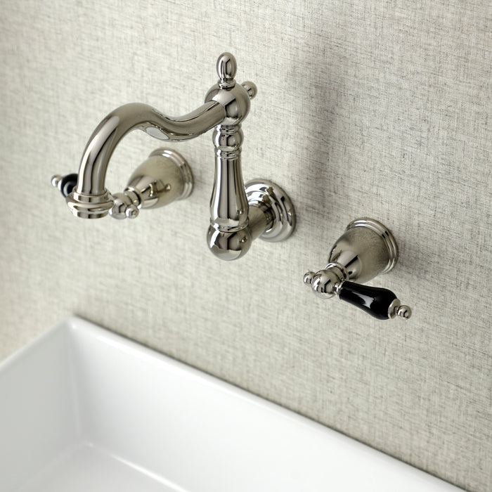 Kingston Heirloom KS1256PKL - Duchess Double-Handle 3-Hole Wall Mount Bathroom Faucet, Polished Nickel