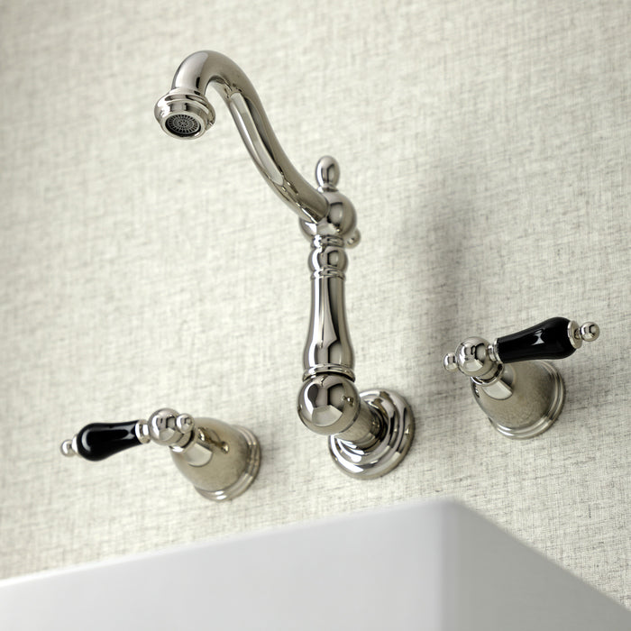 Kingston Heirloom KS1256PKL - Duchess Double-Handle 3-Hole Wall Mount Bathroom Faucet, Polished Nickel