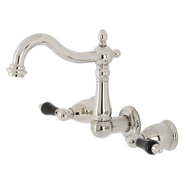 Kingston Heirloom KS1256PKL - Duchess Double-Handle 3-Hole Wall Mount Bathroom Faucet, Polished Nickel
