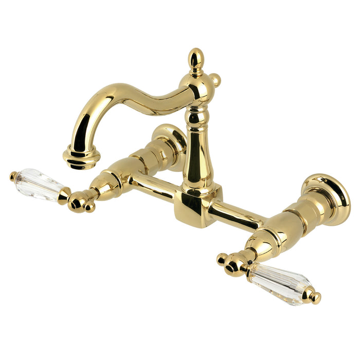 Willshire KS1262WLL Two-Handle 2-Hole Wall Mount Kitchen Faucet, Polished Brass