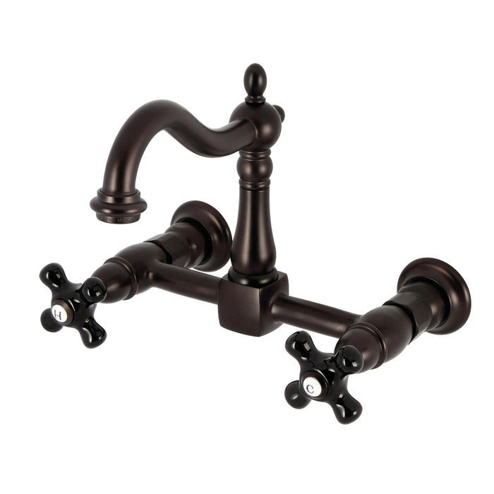 Kingston Heirloom KS1265PKX - Duchess Two-Handle 2-Hole Wall Mount Bridge Kitchen Faucet, Oil Rubbed Bronze