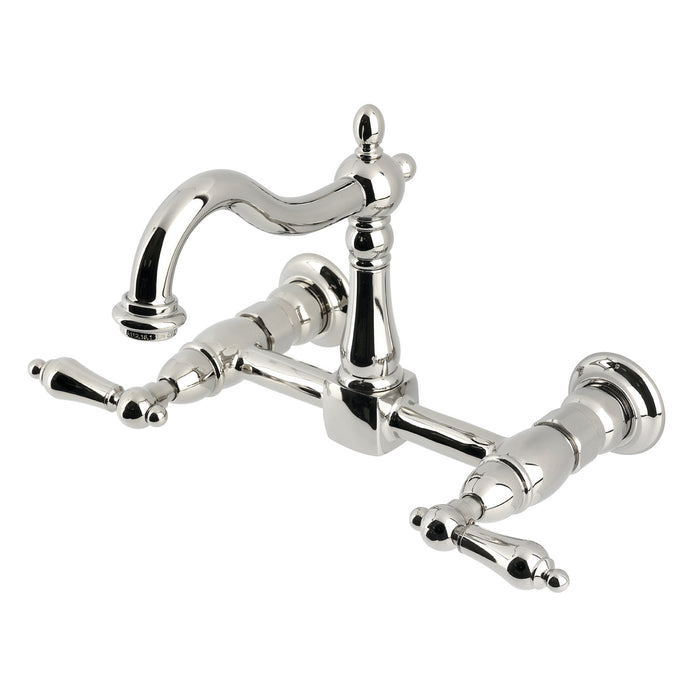 Heritage KS1266AL Two-Handle 2-Hole Wall Mount Kitchen Faucet, Polished Nickel