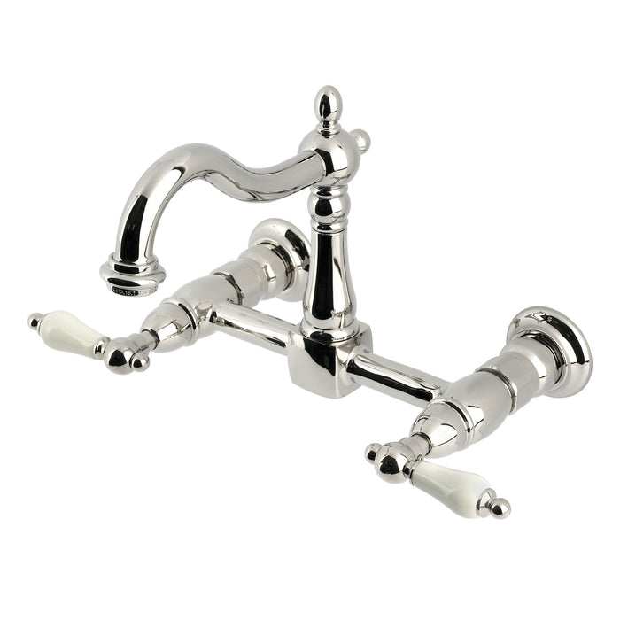 Heritage KS1266PL Two-Handle 2-Hole Wall Mount Kitchen Faucet, Polished Nickel