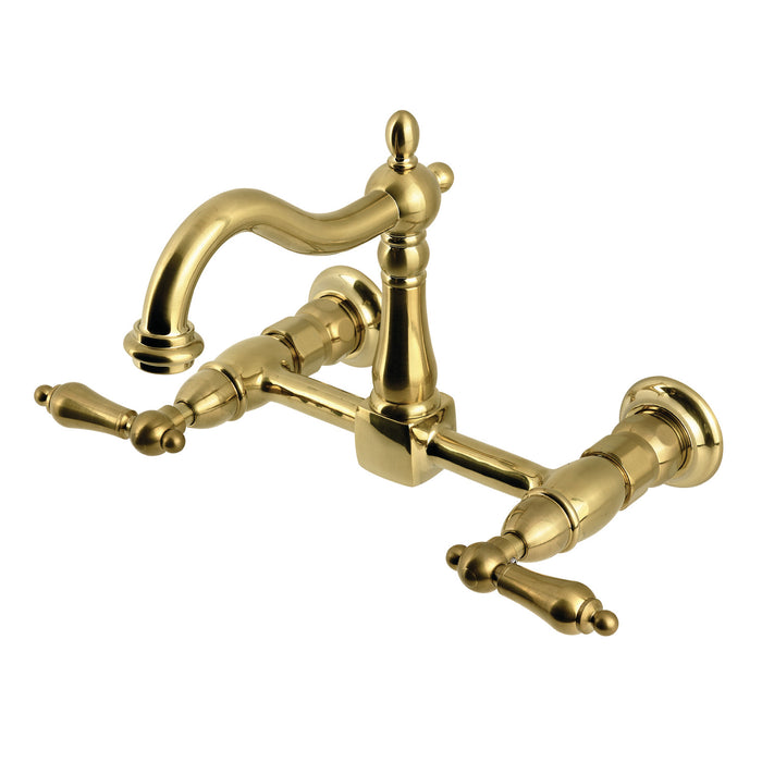 Heritage KS1267AL Two-Handle 2-Hole Wall Mount Kitchen Faucet, Brushed Brass