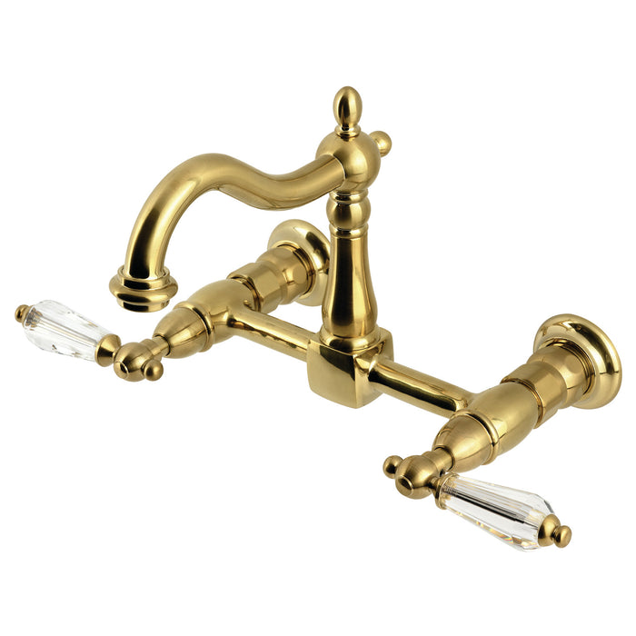 Willshire KS1267WLL Two-Handle 2-Hole Wall Mount Kitchen Faucet, Brushed Brass