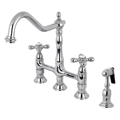 Grifo De Cocina Estilo Victoriano Con Brazo Alto Y Boquilla Ajustable - Montaje En Pared, Latón Sólido, Acabado Cromado