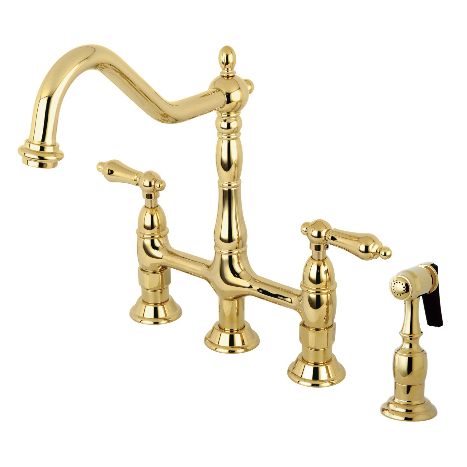 Kingston Brass Heritage KS1272ALBS Two-Handle 4-Hole Deck Mount Bridge ...