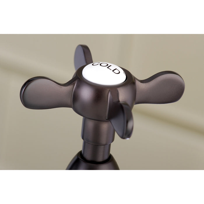 Kingston Heirloom KS1275BEXBS - Essex Two-Handle 4-Hole Deck Mount Bridge Kitchen Faucet with Brass Sprayer, Oil Rubbed Bronze