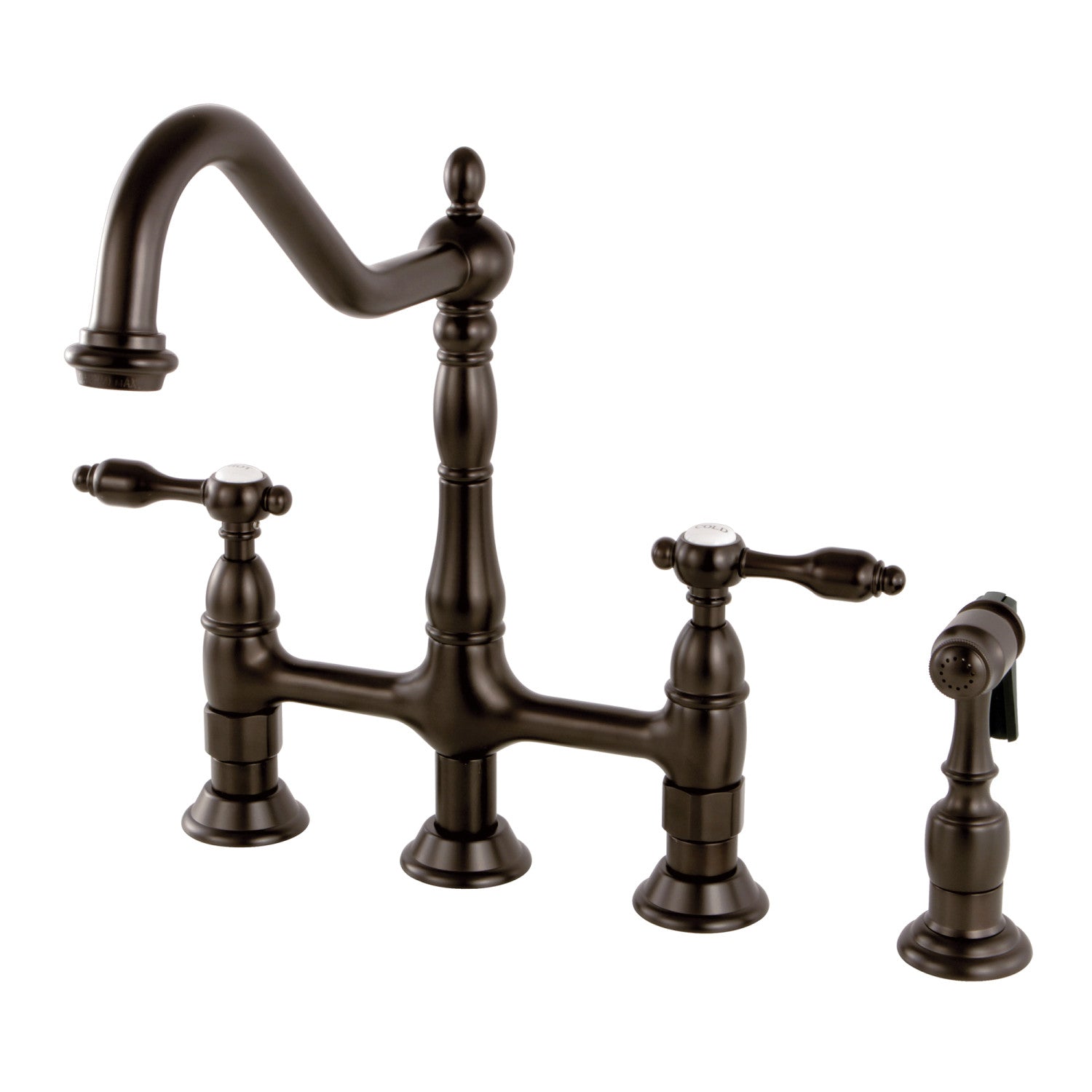 Kingston Heirloom KS1275TALBS - Tudor Two-Handle 4-Hole Deck Mount