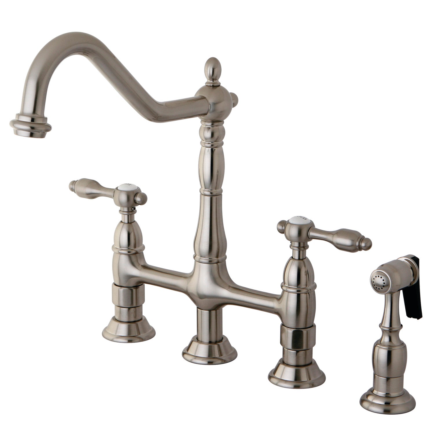 Kingston Heirloom KS1278TALBS - Tudor Two-Handle 4-Hole Deck Mount Bri