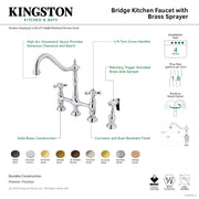 Kingston Brass Heritage Bridge Kitchen Faucet - Antique Copper, 8" Widespread With Side Sprayer - View #3