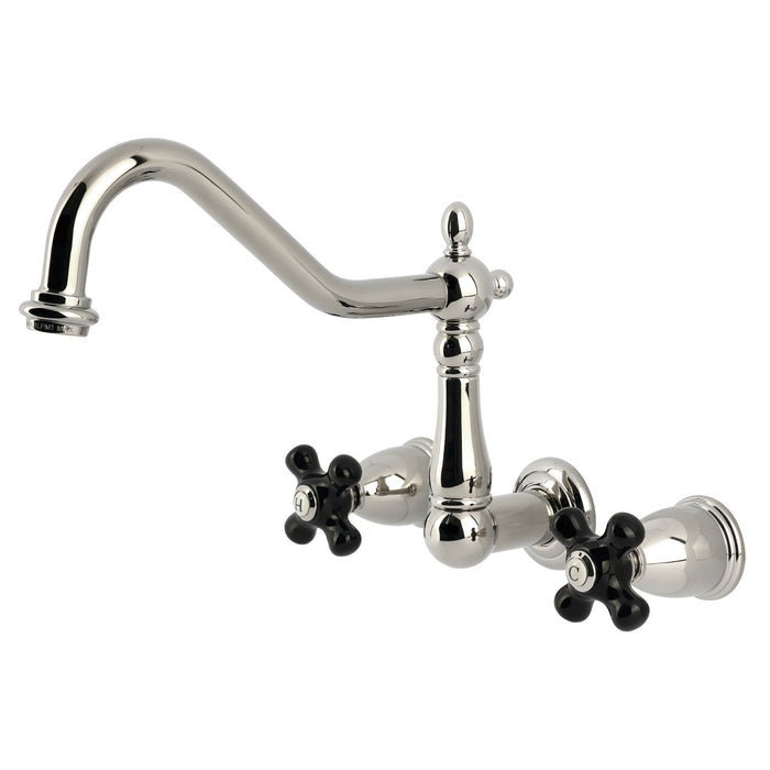 Kingston Heirloom KS1286PKX - Duchess Two-Handle 3-Hole Wall Mount Kitchen Faucet, Polished Nickel