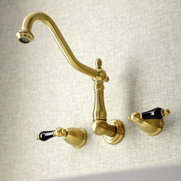 Kingston Heirloom KS1287PKL - Duchess Two-Handle 3-Hole Wall Mount Kitchen Faucet, Brushed Brass