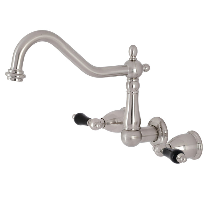 Kingston Heirloom KS1288PKL - Duchess Two-Handle 3-Hole Wall Mount Kitchen Faucet, Brushed Nickel