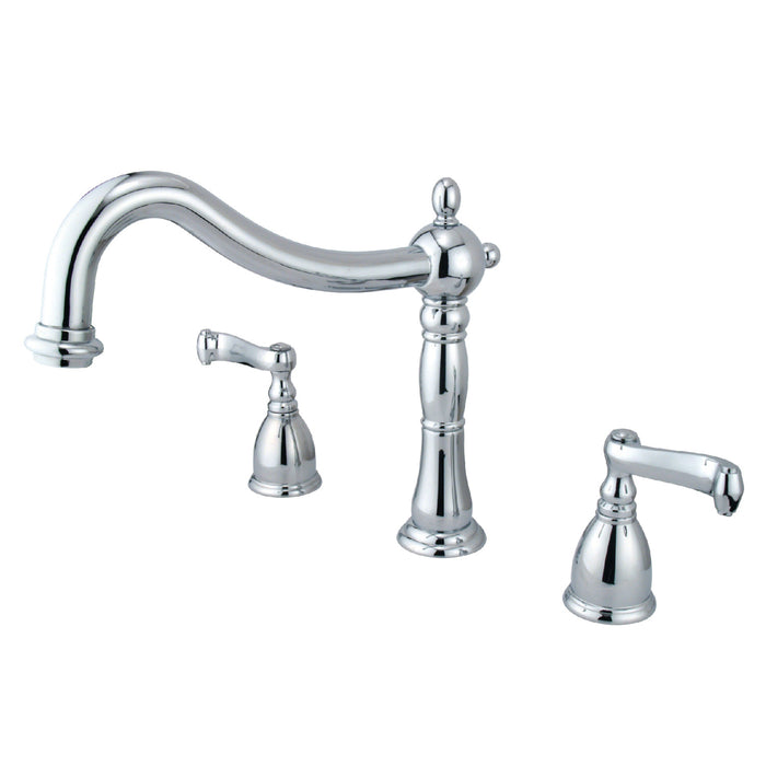 Kingston Heirloom KS1341FL - Heritage Two-Handle 3-Hole Deck Mount Roman Tub Faucet, Polished Chrome