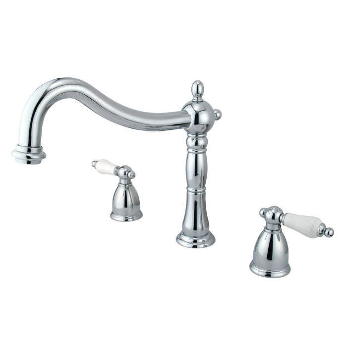 Kingston Heirloom KS1341PL - Heritage Two-Handle 3-Hole Deck Mount Roman Tub Faucet, Polished Chrome