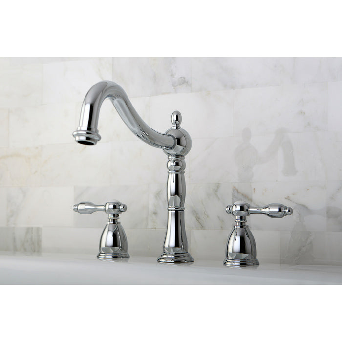 Kingston Heirloom KS1341TAL - Tudor Two-Handle 3-Hole Deck Mount Roman Tub Faucet, Polished Chrome