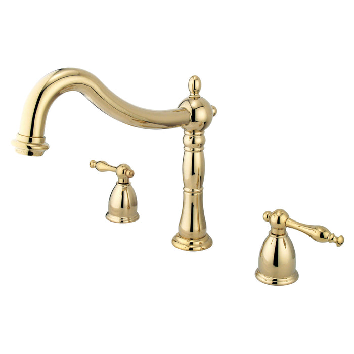 Kingston Heirloom KS1342NL - Naples Two-Handle 3-Hole Deck Mount Roman Tub Faucet, Polished Brass