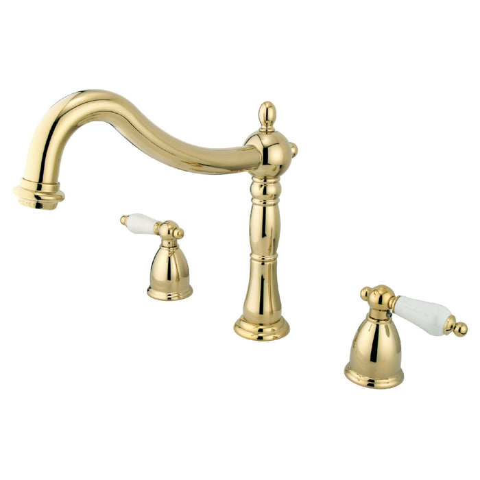 Kingston Heirloom KS1342PL - Heritage Two-Handle 3-Hole Deck Mount Roman Tub Faucet, Polished Brass