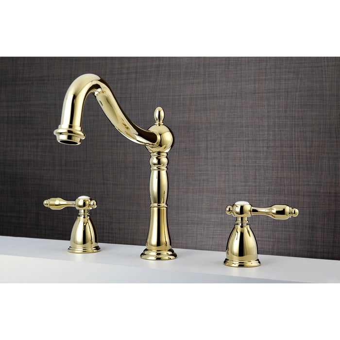 Kingston Heirloom KS1342TAL - Tudor Two-Handle 3-Hole Deck Mount Roman Tub Faucet, Polished Brass