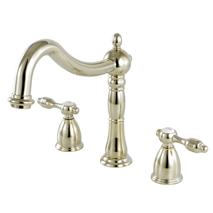 Kingston Heirloom KS1342TAL - Tudor Two-Handle 3-Hole Deck Mount Roman Tub Faucet, Polished Brass
