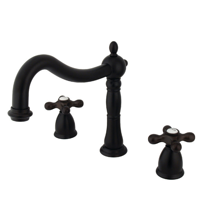 Kingston Heirloom KS1345AX - Heritage Two-Handle 3-Hole Deck Mount Roman Tub Faucet, Oil Rubbed Bronze