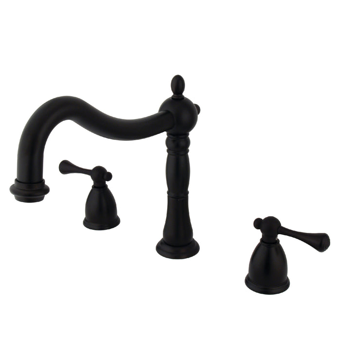Kingston Heirloom KS1345BL - Heritage Two-Handle 3-Hole Deck Mount Roman Tub Faucet, Oil Rubbed Bronze