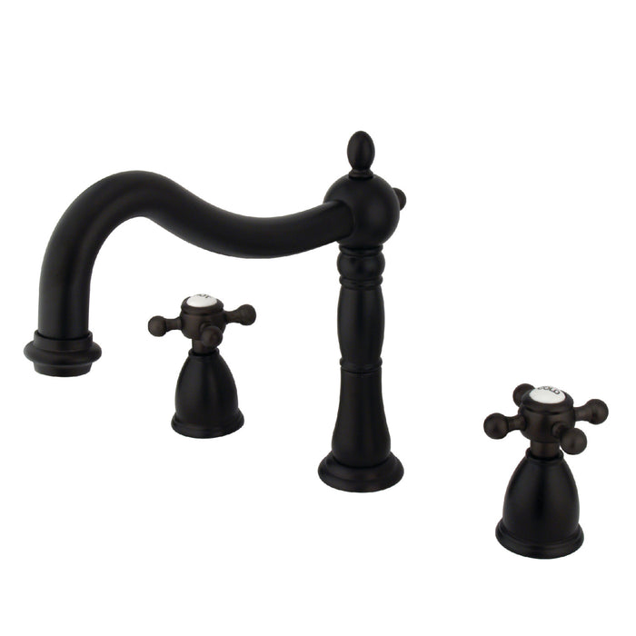 Kingston Heirloom KS1345BX - Metropolitan Two-Handle 3-Hole Deck Mount Roman Tub Faucet, Oil Rubbed Bronze