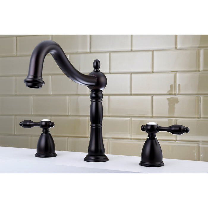 Kingston Heirloom KS1345TAL - Tudor Two-Handle 3-Hole Deck Mount Roman Tub Faucet, Oil Rubbed Bronze