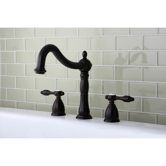 Kingston Heirloom KS1345TAL - Tudor Two-Handle 3-Hole Deck Mount Roman Tub Faucet, Oil Rubbed Bronze