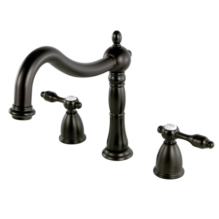 Kingston Heirloom KS1345TAL - Tudor Two-Handle 3-Hole Deck Mount Roman Tub Faucet, Oil Rubbed Bronze