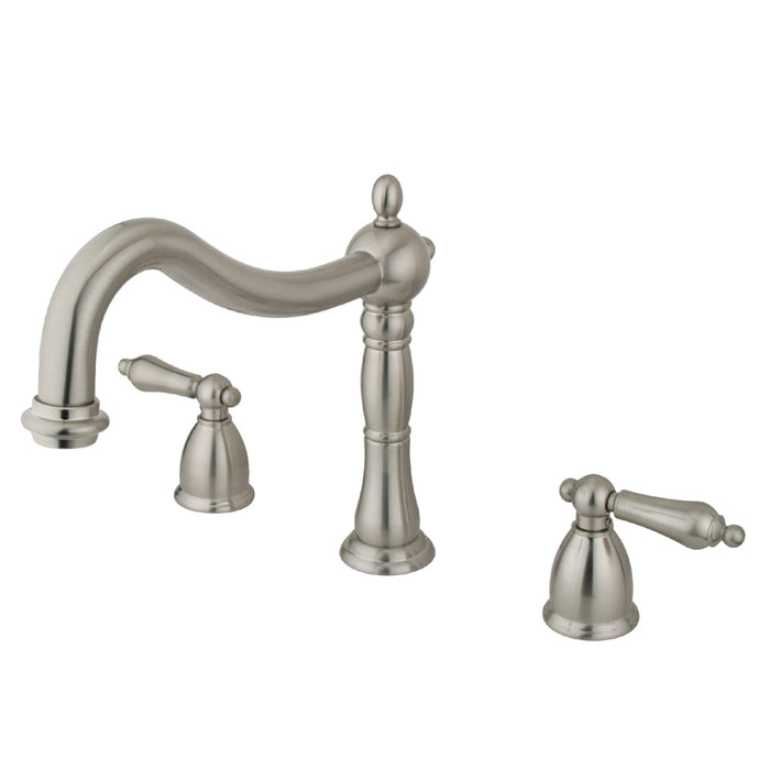 Kingston Heirloom KS1348AL - Heritage Two-Handle 3-Hole Deck Mount Roman Tub Faucet, Brushed Nickel