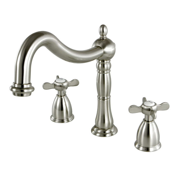 Kingston Heirloom KS1348BEX - Essex Two-Handle 3-Hole Deck Mount Roman Tub Faucet, Brushed Nickel