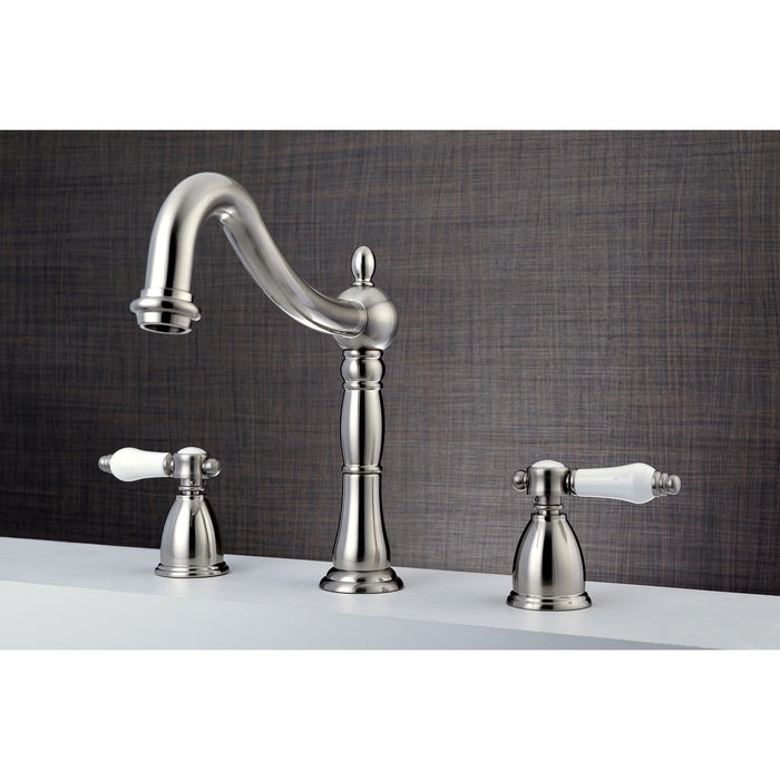 Kingston Heirloom KS1348BPL - Bel-Air Two-Handle 3-Hole Deck Mount Roman Tub Faucet, Brushed Nickel