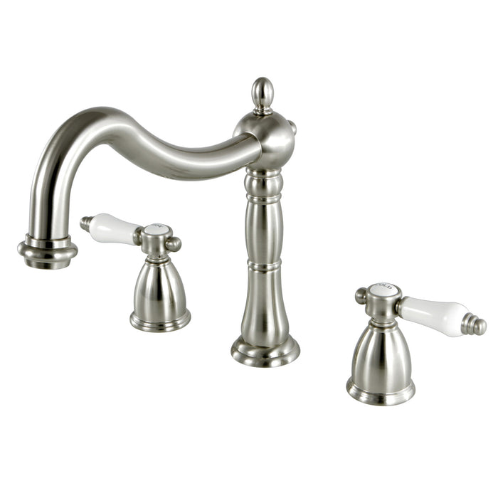 Kingston Heirloom KS1348BPL - Bel-Air Two-Handle 3-Hole Deck Mount Roman Tub Faucet, Brushed Nickel