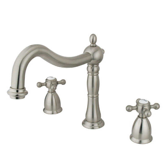 Kingston Heirloom KS1348BX - Metropolitan Two-Handle 3-Hole Deck Mount Roman Tub Faucet, Brushed Nickel