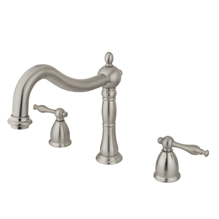 Kingston Heirloom KS1348NL - Naples Two-Handle 3-Hole Deck Mount Roman Tub Faucet, Brushed Nickel