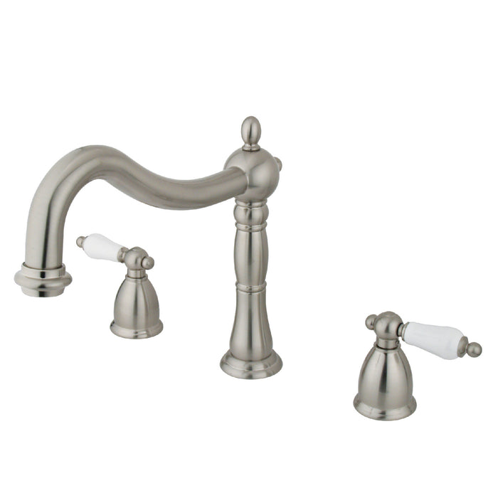 Kingston Heirloom KS1348PL - Heritage Two-Handle 3-Hole Deck Mount Roman Tub Faucet, Brushed Nickel