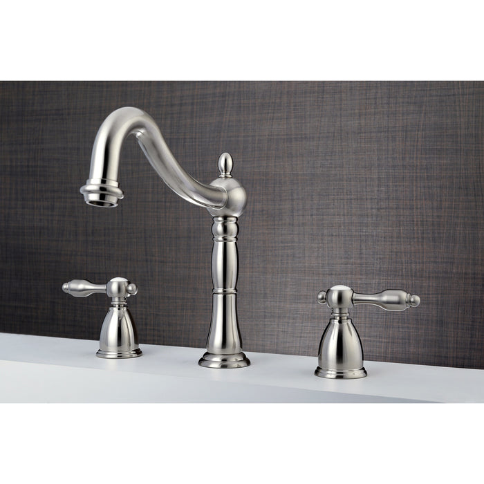 Kingston Heirloom KS1348TAL - Tudor Two-Handle 3-Hole Deck Mount Roman Tub Faucet, Brushed Nickel